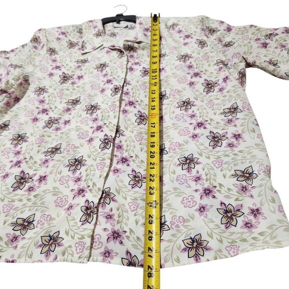 Classic Collection Shirt For Women 1X White Floral Hidden Buttons Lightweight - Picture 5 of 12